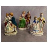 3 Ceramic Figurines of Couples in Period Attire