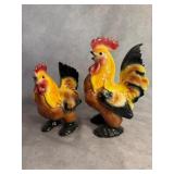 Mid-20th Century Ceramic Rooster Figurines