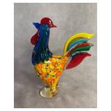 Colorful Blown Glass Rooster Figurine