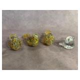 Four Blown Glass Bird Figurines