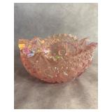 Pink Iridescent Carnival Glass Bowl