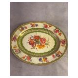 Vintage Nevco Oval Tin Tray with Floral Lithograph