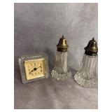 Crystal Salt and Pepper Shakers and Shannon Clock