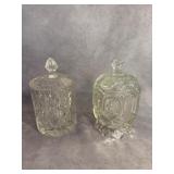 Lidded Mixed Clear Glass Jars