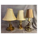Three Gold-Tone Table Lamps