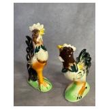 1950s Japanese Porcelain Rooster Figurines