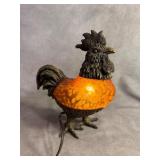 Metal and Glass Rooster Lamp, 10.5' Tall