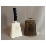 Two Metal Cowbells, Rustic and Modern