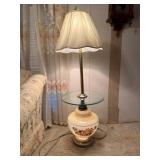 55-Inch Floral Table Lamp with Glass Shelf