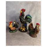 Ceramic Rooster and Hen Figurines