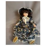 Porcelain Doll in Blue Floral Dress