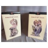 2 Hand-Painted Porcelain Angel Figurines