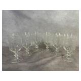Six Etched Crystal Goblets