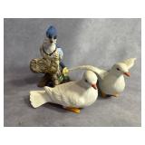 Ceramic Blue Jay and White Doves Figurines