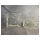 Two Pressed Glass Refrigerator Dishes