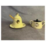 Bee-Themed Ceramic Sugar Bowl and Honey Pot Set