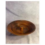 Turned Wood Circular Vessel with Center Post