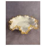 Fenton Milk Glass Bowl with Gold Crest Rim