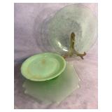 Green Depression Glass Dishware