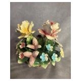 Capodimonte Floral Porcelain Basket