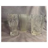 3 Lead Crystal Vases, 9-10' Tall