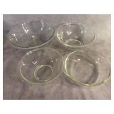 Four Pyrex Clear Glass Mixing Bowls