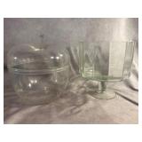 Glass Apple Candy Jar and Large Crystal Dish