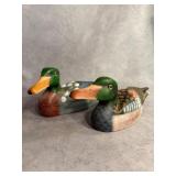 Vintage Hand-Carved Wooden Duck Figurines