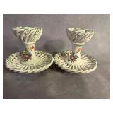 Hand-Painted Pierced Ceramic Candlesticks