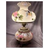 Vintage Hand-Painted Milk Glass Hurricane Lamp