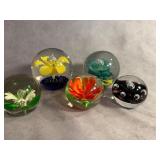 5 Hand-Blown Glass Paperweights