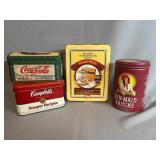 Four Advertising Tin Containers