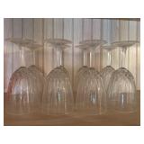 8 Clear Faceted Wine Glasses