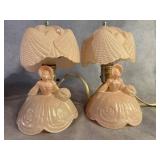 L.E. Smith 1940s Pink Southern Belle Lamps