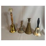 Four Vintage Handbells, Mixed Materials