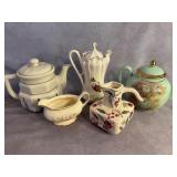 Ceramic Teapots, Pitchers, and Creamer Set