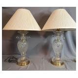 Glass Table Lamps with Brass Accents