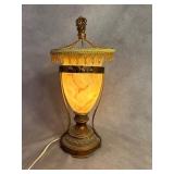 Retro-Style Table Lamp with Brass-Tone Framing