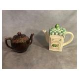 Two Ceramic Teapots: Glazed and Watermelon Theme