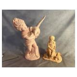 Two Ceramic Figurines: Child and Animals Motifs