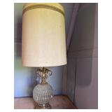 Table Lamp with Cut Glass Base and Fabric Shade