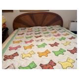 Handmade Quilt with Dog Appliqué Design