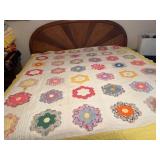 Handmade Quilt with Floral Motif Blocks