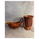 Hull and McCoy Pottery Vase and Gravy Boat