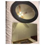 Oval Wall Mirror and Rectangular Glass Panel