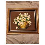 Framed Hand-Embroidered Floral Artwork