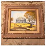 Framed Oil Painting of Rural Landscape