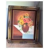 Framed Floral Oil Painting Signed by Artist