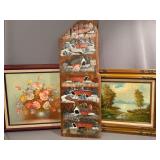 Framed Artwork and Painted Wood Panel