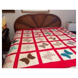 Handmade Butterfly Quilt with Red Sashing